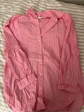 Hm oversized Pink Striped Button-Up Shirt